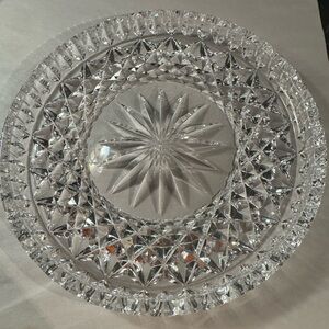 Waterford Signed Crystal Vanity Round Tray- Starburst pattern 8” diameter